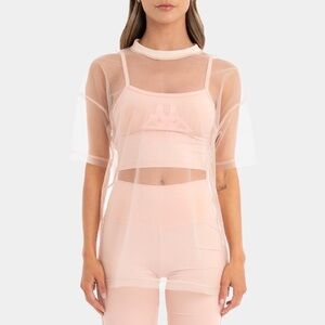 Kappa Mesh Cami Twofer Top Size Small Pink